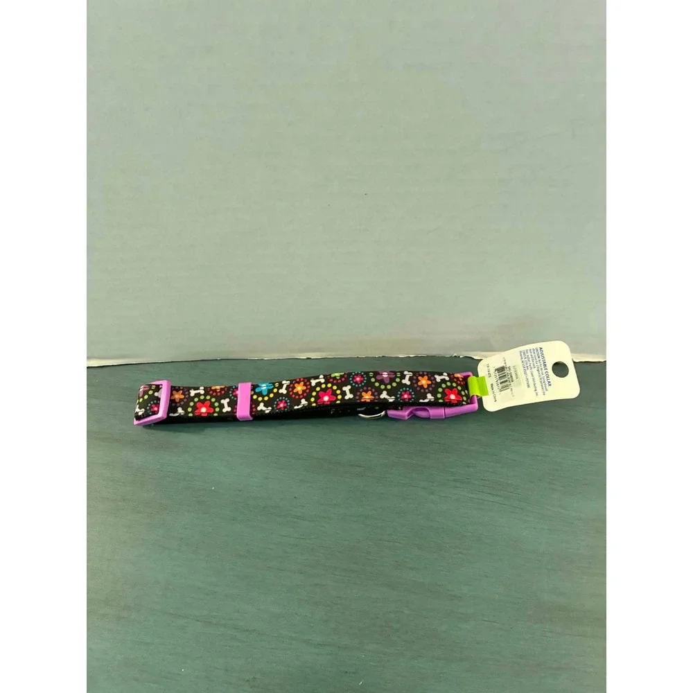 Top Paw Dog‎ Collar Medium Multicolor Floral Bone Print Pink Buckle Adjustable